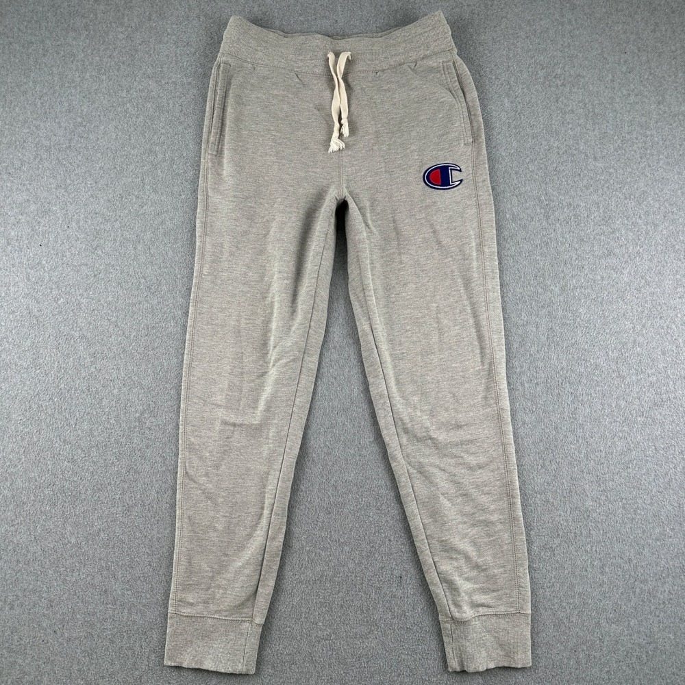 Champion Sweatpants Men Small Gray Joggers Fleece Big C Logo Athletic Casual
